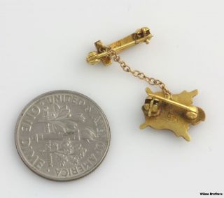 Demolay 10K Yellow Gold Enamel Vintage Masonic Crest Pin Guard
