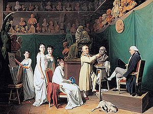 Jean Antoine Houdon at work in his atelier, 1804, by Louis Léopold