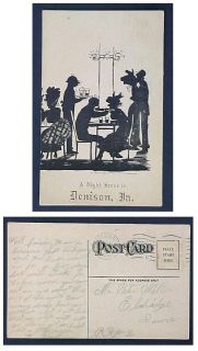 IA Denison Iowa 1909 silhouette greeting postcard