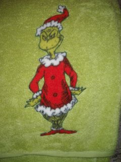  Green Grinch Who Stole Christmas Applique Bath Towel Decorative