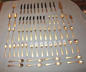 Reed Barton 66 Piece Set of Pointed Antique Sterling Silver Flatware