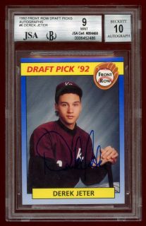 Derek Jeter 1992 Front Row Signed Rookie RC Auto BGS 9 /500 w/FULL SET