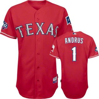 2012 Elvis Andrus Authentic Rangers 40th Alt Red Cool Base Jersey Sz
