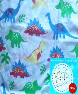DINOSAURS COLLECTION PALE BLUE 3PC TWIN SHEETS BEDDING SET NEW