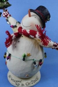 New DiPaolo Snowman Statue Figurine with 3D Scarf Top Hat Lights