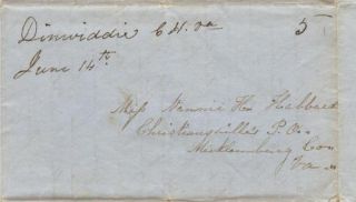 Dinwiddie C H VA 1840s Letter Greenwood Seminary