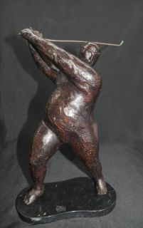 Plump Female Golfer Statue Figurine Degas French