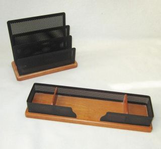 Piece Newell Office Products Desk Organizer Set Accessory Metal Wood