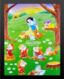 Framed Snow White Seven Dwarves Print High Quality 2 Black Wood Buy