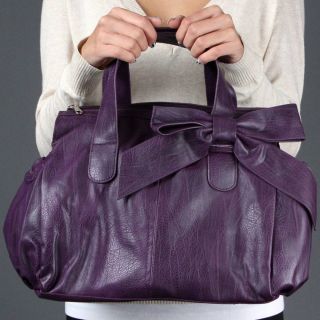  Purple Bow PEBBLED Designer Inspired Satchel Shoulder Handbag