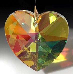 40mm Swarovski Austrian Crystal 8781 40 Amber AB Heart Prism w Logo