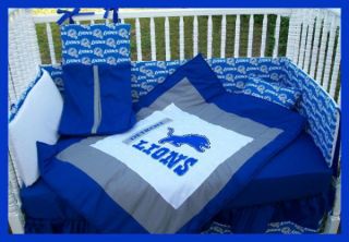  Custom Baby Crib Bedding Set M w NFL Detroit Lions Team Fabric