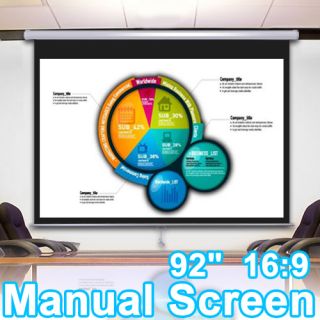 92 Diagonal 16 9 Manual Projector Projection Screen Pull Down Self