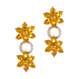 14k Yellow Gold Yellow Sapphire Diamond Drop Earrings