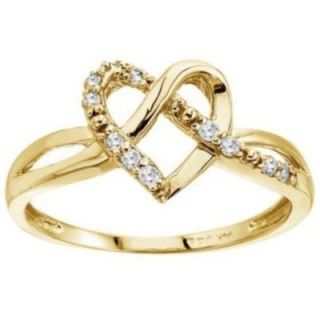 Diamond Knot Heart Shaped Promise Ring 14k Yellow Gold