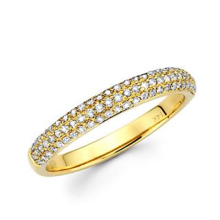 14k Yellow Gold Round Diamond Pave Dome Ring Band 42ct