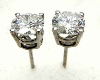 Round Diamond Stud Earrings 14k White Gold 1 83 Ct H I3