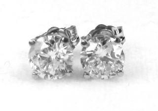 Round Diamond Stud Earrings 14k White Gold 1 35 Ct H I2