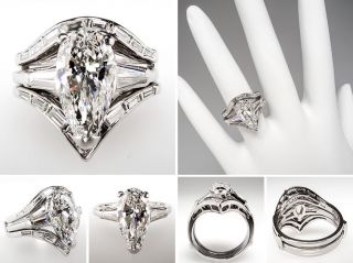 Vintage 2 Carat Marquise Cut Diamond Engagement Ring Bridal Set