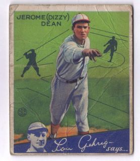 1934 Goudey Jerome Dizzy Dean Card 6 Original