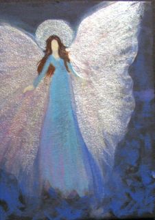ACEO Cape Cod Artist Original Acrylic Painting Healing Energy Angel