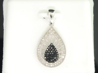  Gold Black Diamond Teardrop Pendant Charm for Necklace 25 Ct