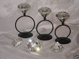 Crystal Diamond Tea Light Candle Holder Rings Set of 3