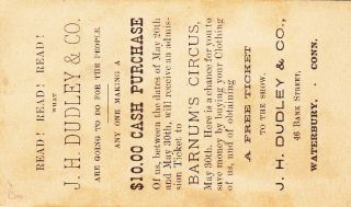  antique Waterbury Connecticut Dodd comic Barnums circus trade card