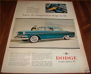 1955 Dodge Custom Royal V 8 4 Dr Sedan 2 Tone Green Ad