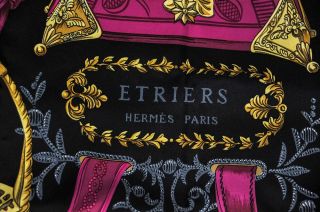 HERMES PARIS*ETRIERS*Womens by F. DE LA PERRIERE Silk Stirrup&Bow