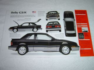 1987 1989 Shelby CSX Dodge Shadow Spec Sheet Brochure