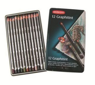 New DERWENT 12 GRAPHITINT Water soluble TInted Graphite Pencils Top
