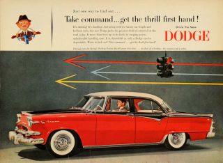 1955 Ad Dodge Custom Royal Lancer Car Antique Stoplight   ORIGINAL