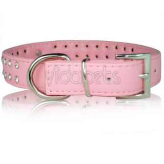 14 18 pink leather rhinestone dog collar medium casual and