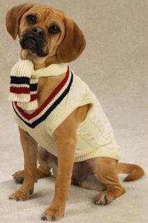 New Cream Cable Knit Varsity Dog Sweater Dog Vest Large