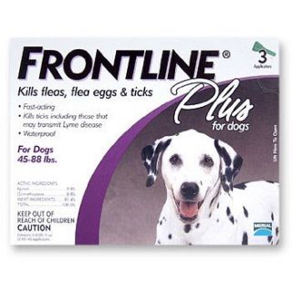 Merial Frontline Plus for Dogs 45 88 lbs fleas, ticks, lice 3 Apps 3