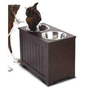 Raised Large Dog Double Feeder Bowls Food Storage Pet feeding station