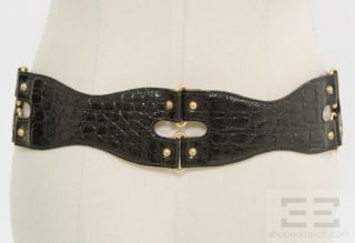 Domenico Vacca Black Crocodile And Gold Link Belt Size Large