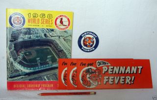 1968 Detroit Tigers World Series Program Pencil Bumper Sticker Decal