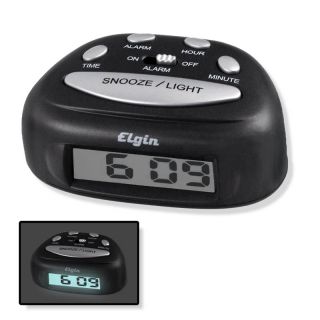 Elgin LCD Digital Travel Alarm Clock   LED Backlit   Ascending Alarm