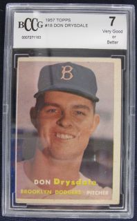 1957 Topps Don Drysdale #18 Dodgers BGS BCCG 7