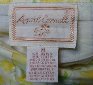 April Cornell Yellow Floral Layered Hem Cotton Skirt B142