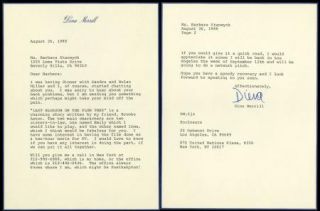 Dina Merrill Vintage 1988 Signed Typed Letter to Barbara Stanwyck