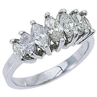 28 Carat Womens Marquise Cut 7 Stone Diamond Ring Wedding Band White