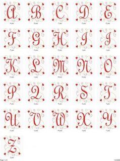 Curly Valentine Monogram Font Embroidery Machine Design