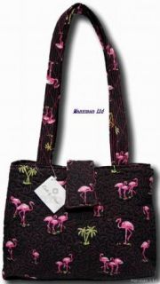 Donna Sharp Flamingo Lori Tote Quilted Handbag New