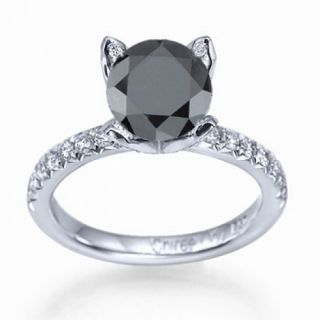  AAA Petal Like 4 Prongs Black Diamond Engagement Ring by Shiree Odiz