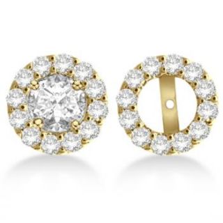 round cut diamond earring jackets 14k yellow gold 1 00ct