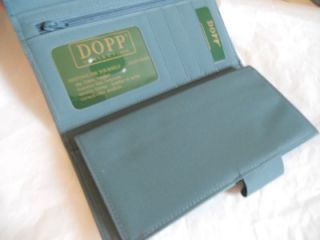 dopp zip checkbook leather wallet teal