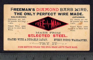 Barbed Wire Freemans Diamond Barb Antique Trade Card